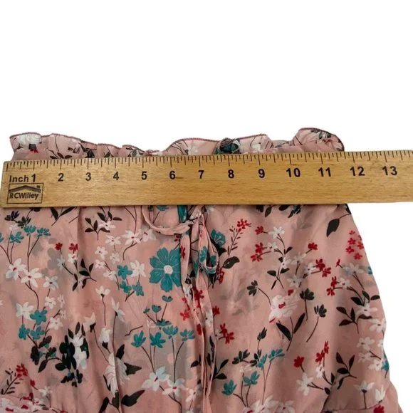 Zara Pink Floral Sleeveless Chiffon Shorts Romper Small - Picture 4 of 7